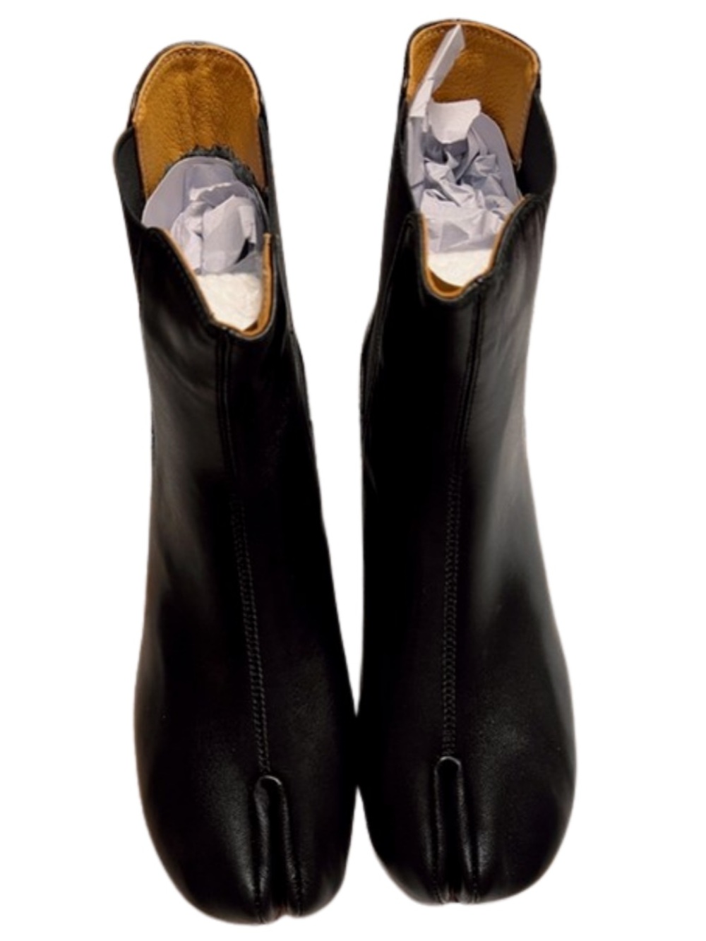 Black Split-Toe Ankle Booties Leather Avant garde Tabi Japanese Streetwear 39